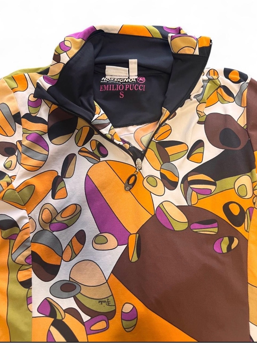 Rare Emilio Pucci x Rossignol  Multicolor Abstract Zip Pullover